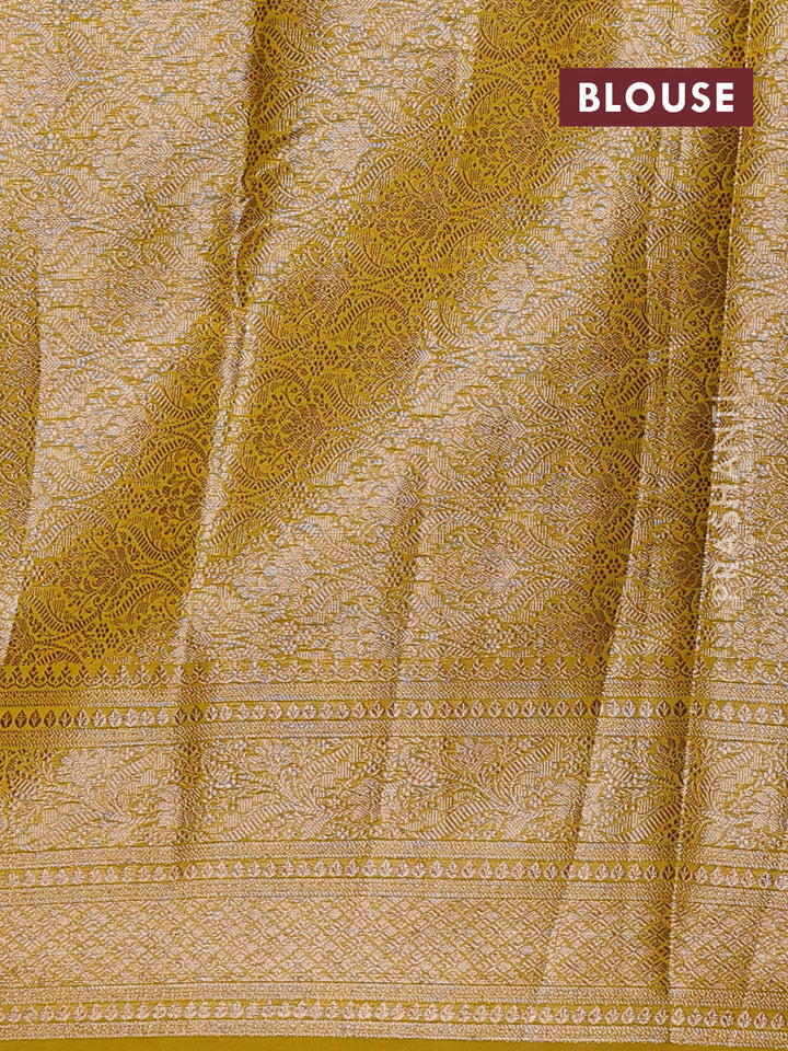 Coffee Brown & Mustard Green Semi Chiniya Silk Saree