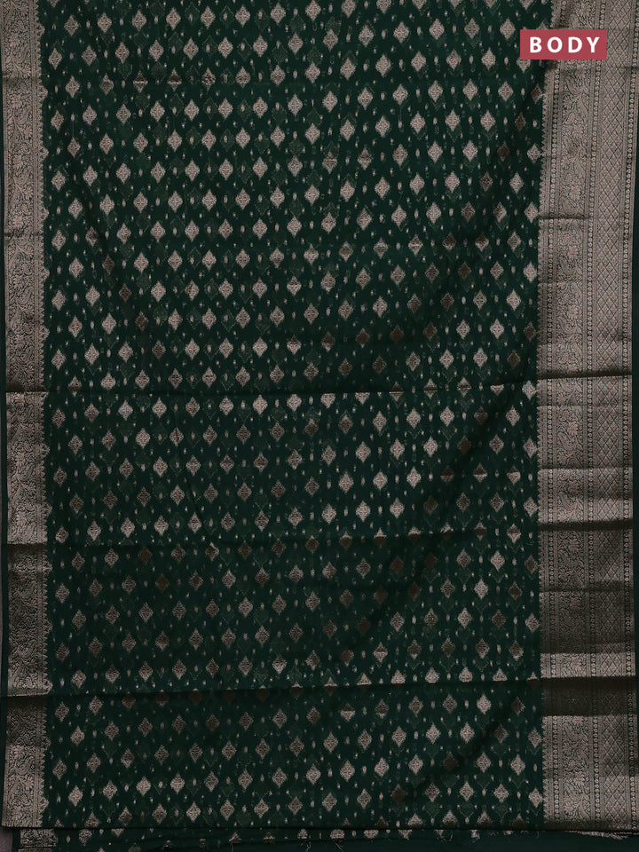 Bottle Green Semi Chiniya Silk Saree