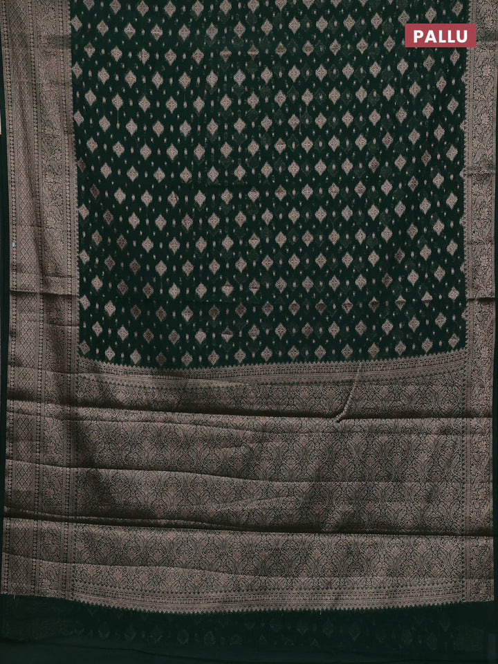 Bottle Green Semi Chiniya Silk Saree