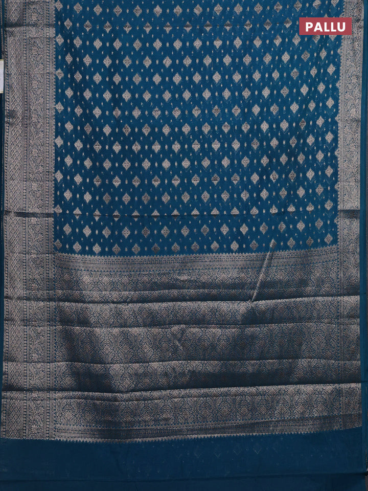 Peacock Blue Semi Chiniya Silk Saree
