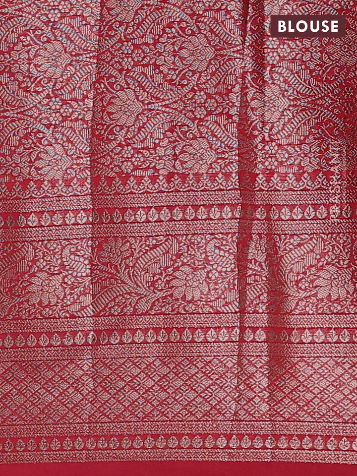 Red Semi Chiniya Silk Saree