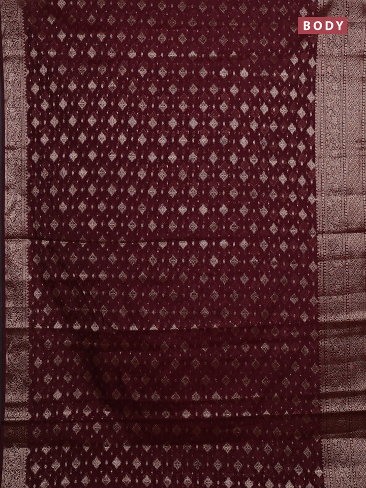 Wine Semi Chiniya Silk Saree