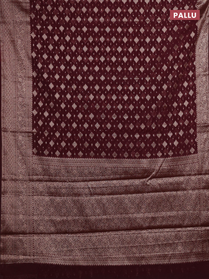 Wine Semi Chiniya Silk Saree