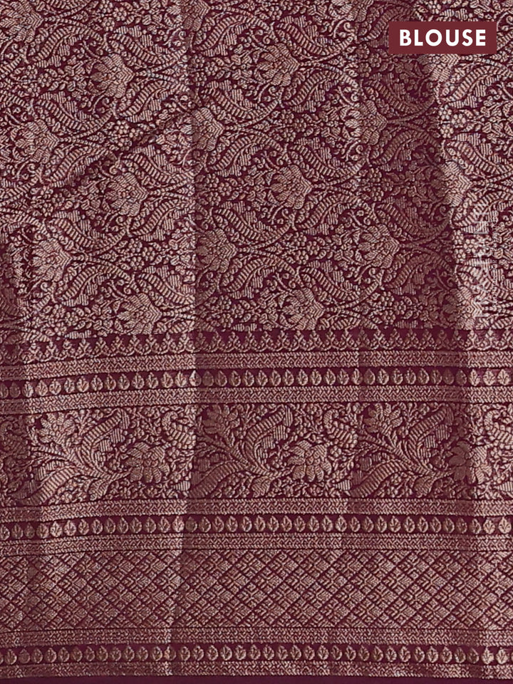 Mauve Pink & Wine Semi Chiniya Silk Saree