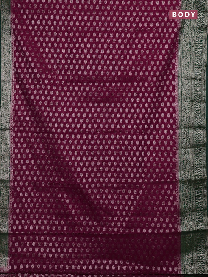Maroon & Bottle Green Semi Chiniya Silk Saree