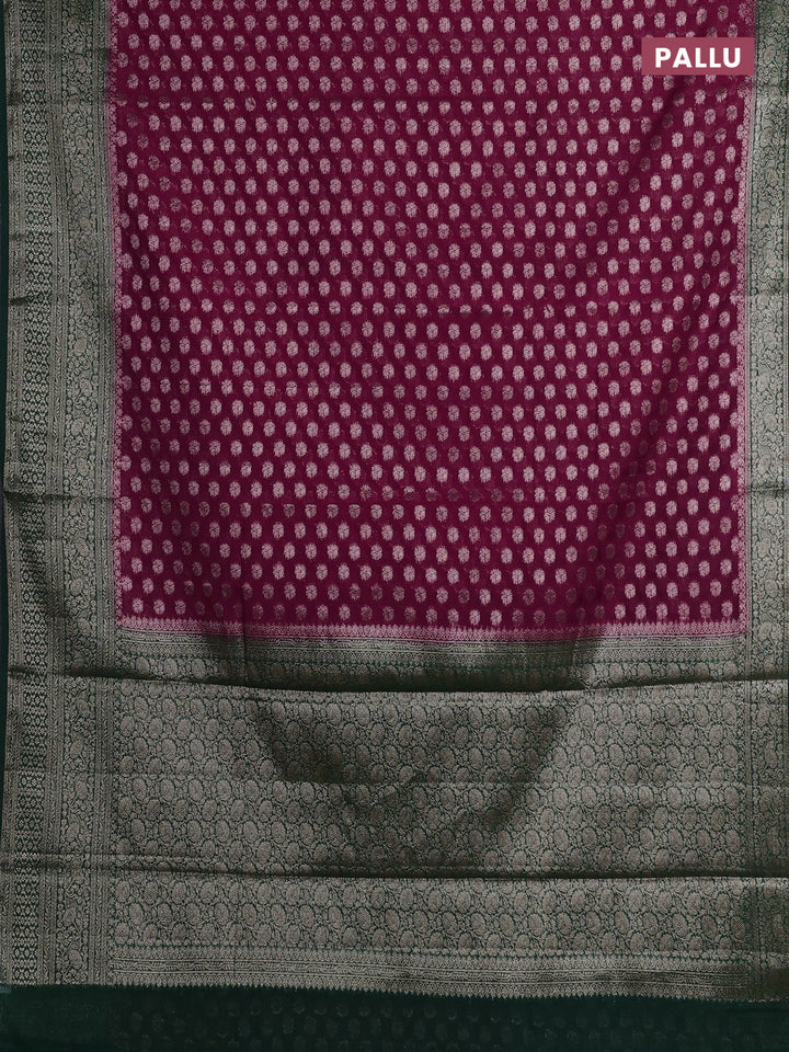 Maroon & Bottle Green Semi Chiniya Silk Saree