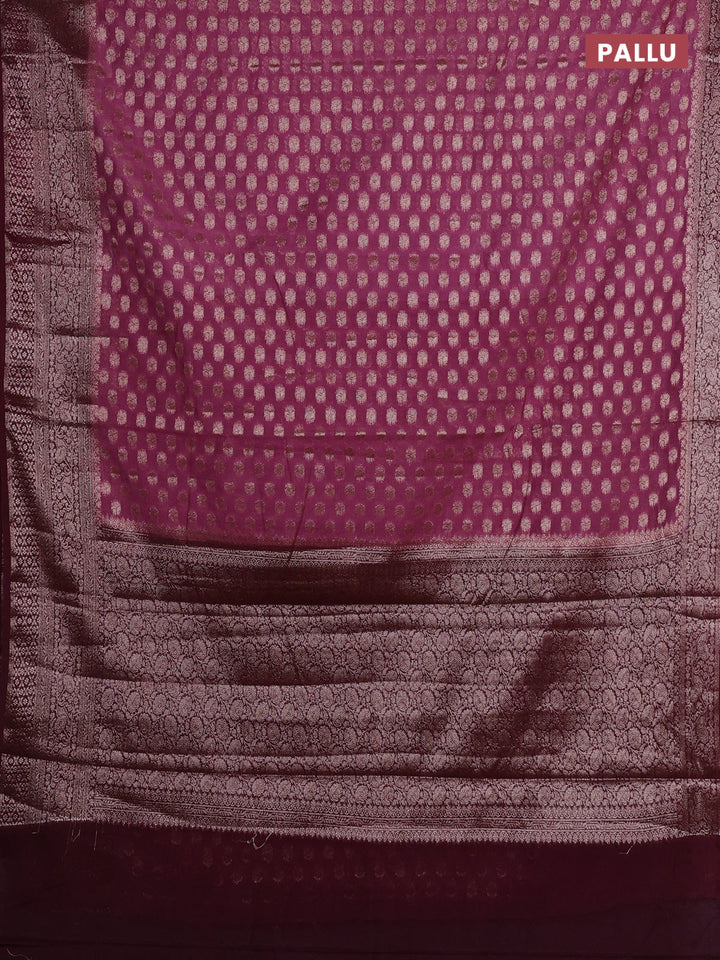 Mauve Pink & Wine Semi Chiniya Silk Saree