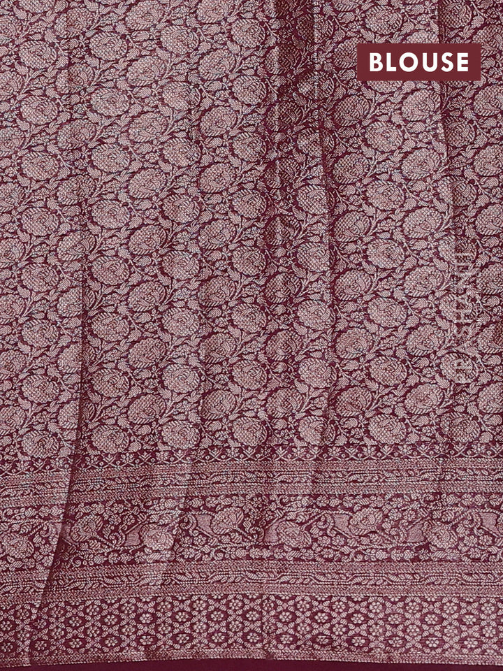 Mauve Pink & Wine Semi Chiniya Silk Saree