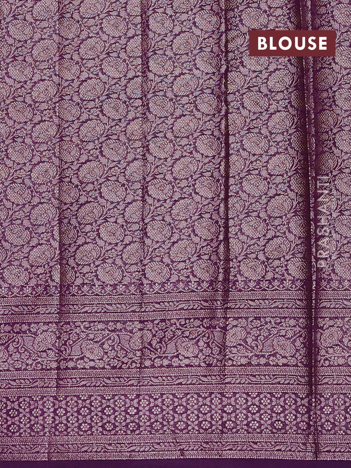Mustard Yellow & Violet Semi Chiniya Silk Saree
