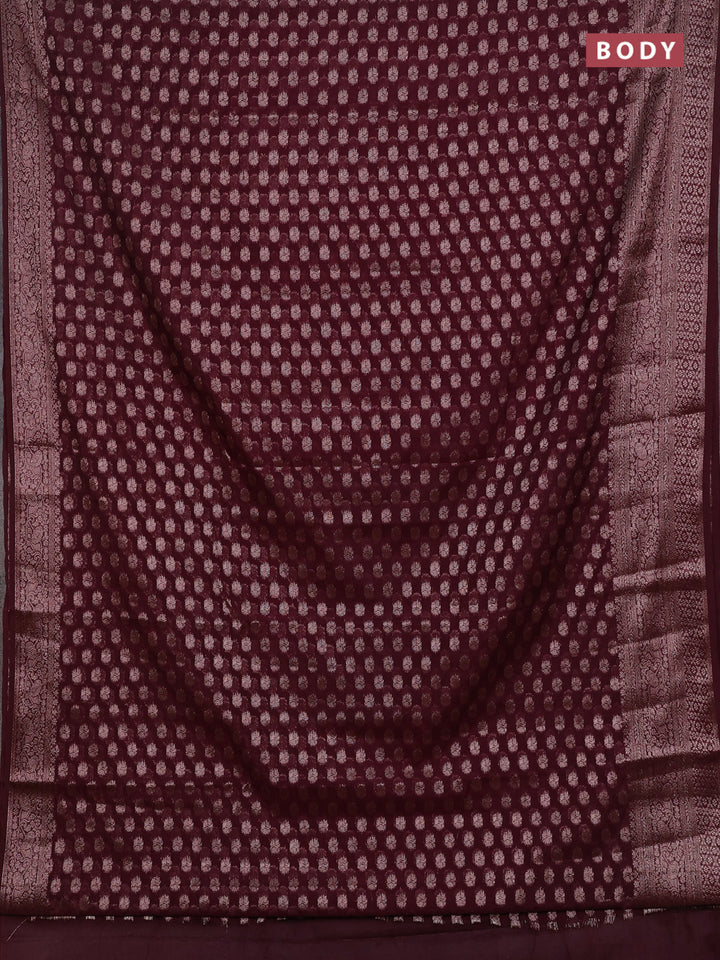 Wine Semi Chiniya Silk Saree
