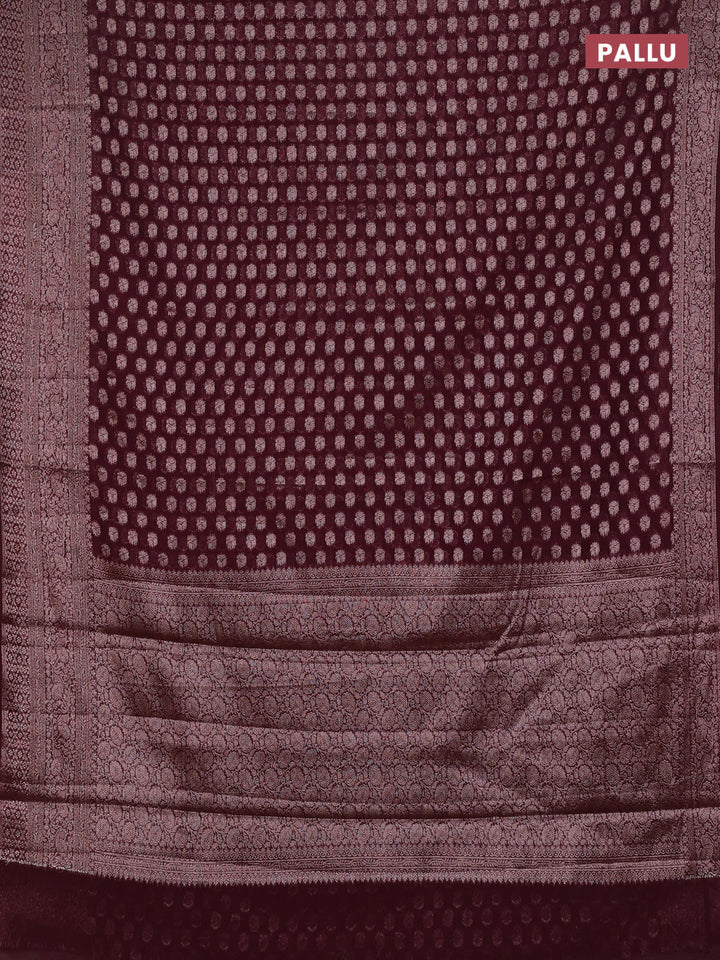Wine Semi Chiniya Silk Saree
