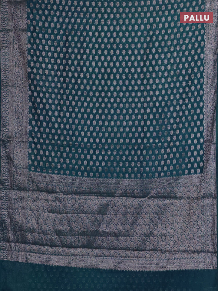 Peacock Blue Semi Chiniya Silk Saree
