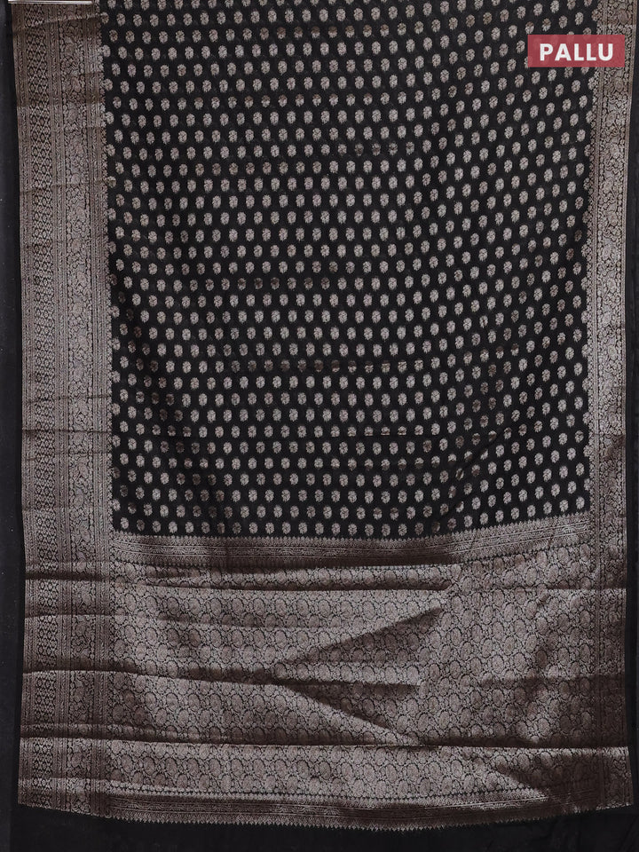 Black Semi Chiniya Silk Saree