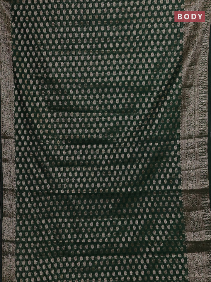 Bottle Green Semi Chiniya Silk Saree