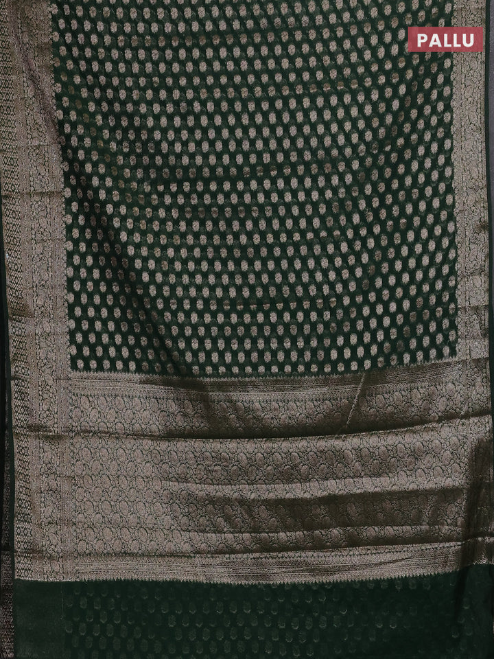 Bottle Green Semi Chiniya Silk Saree