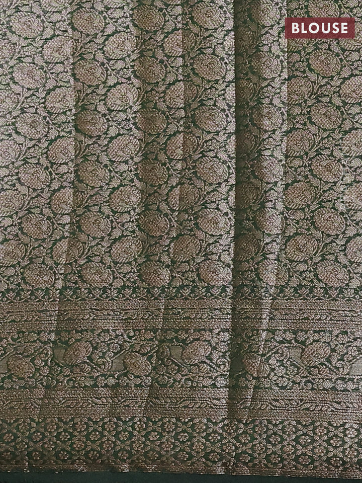 Bottle Green Semi Chiniya Silk Saree