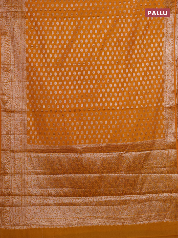 Mustard Yellow Semi Chiniya Silk Saree