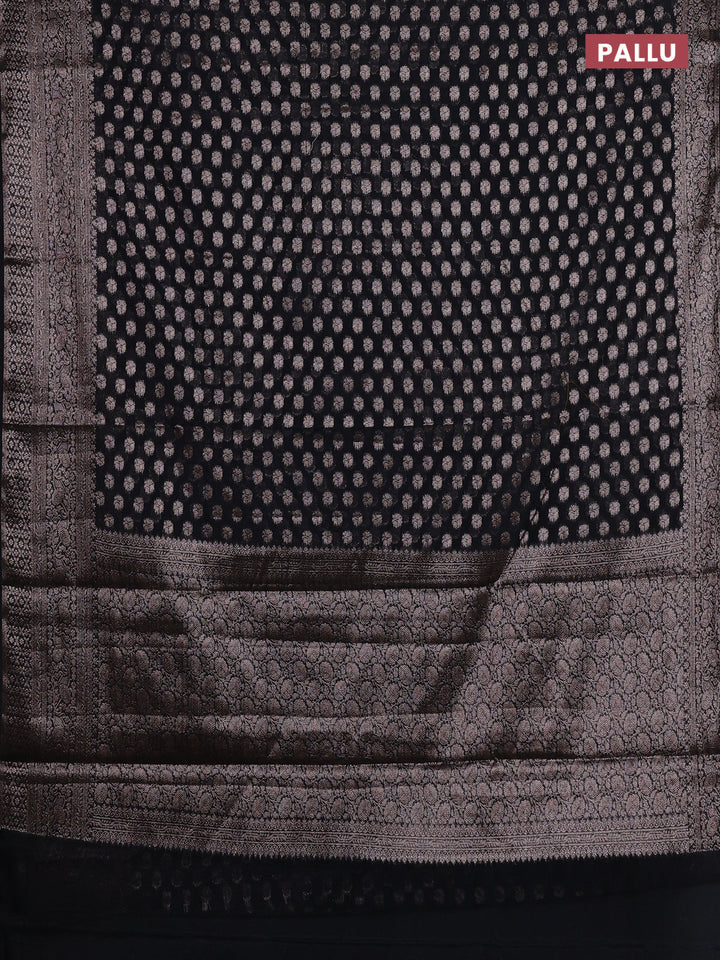 Black Semi Chiniya Silk Saree