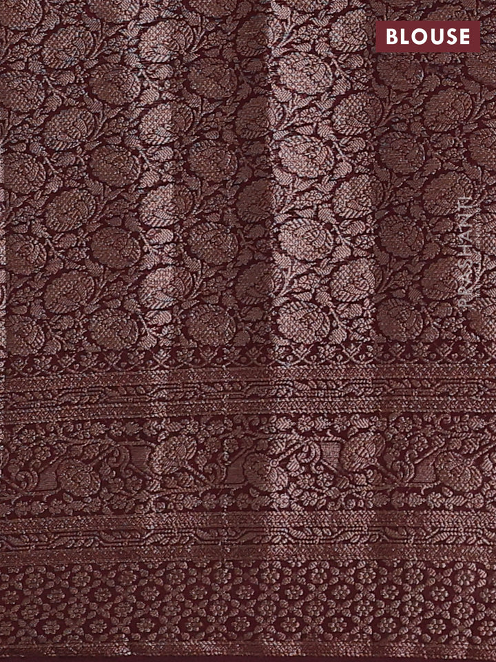 Mustard Green & Brown Semi Chiniya Silk Saree