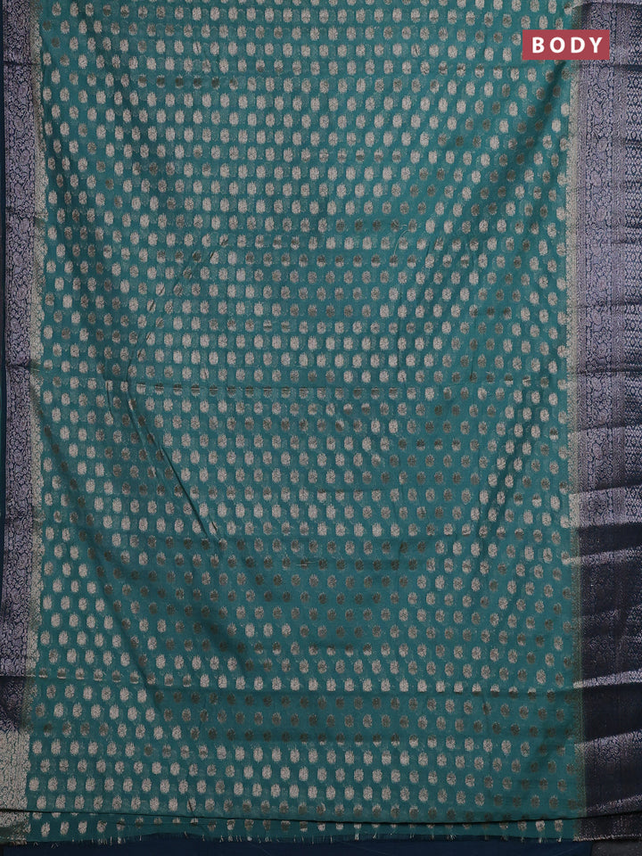 Pastel Green & Peacock Green Semi Chiniya Silk Saree