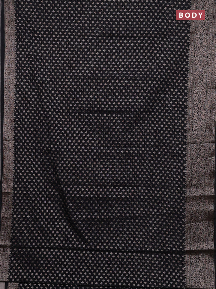 Black Semi Chiniya Silk Saree