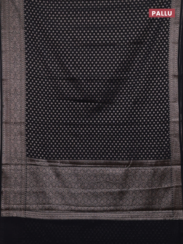 Black Semi Chiniya Silk Saree