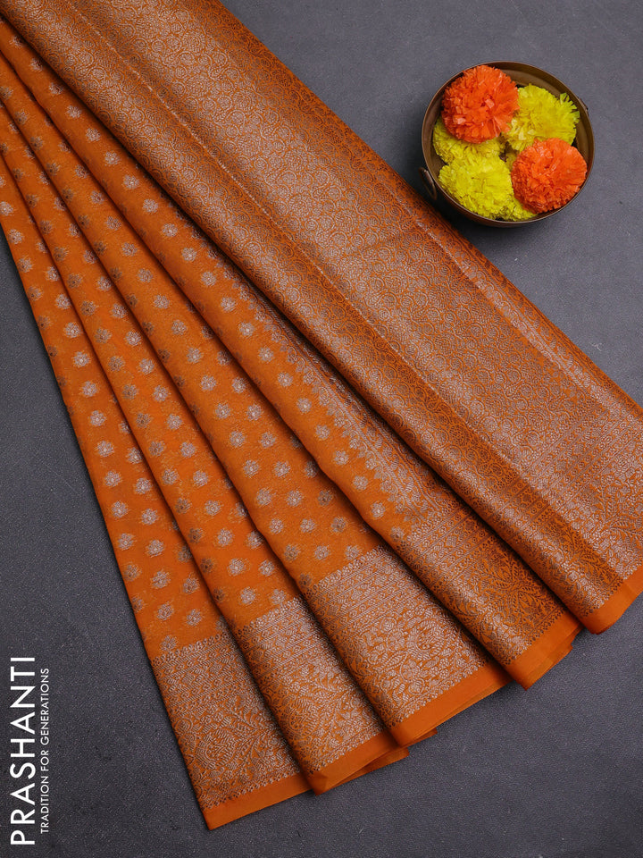Mustard Yellow Semi Chiniya Silk Saree