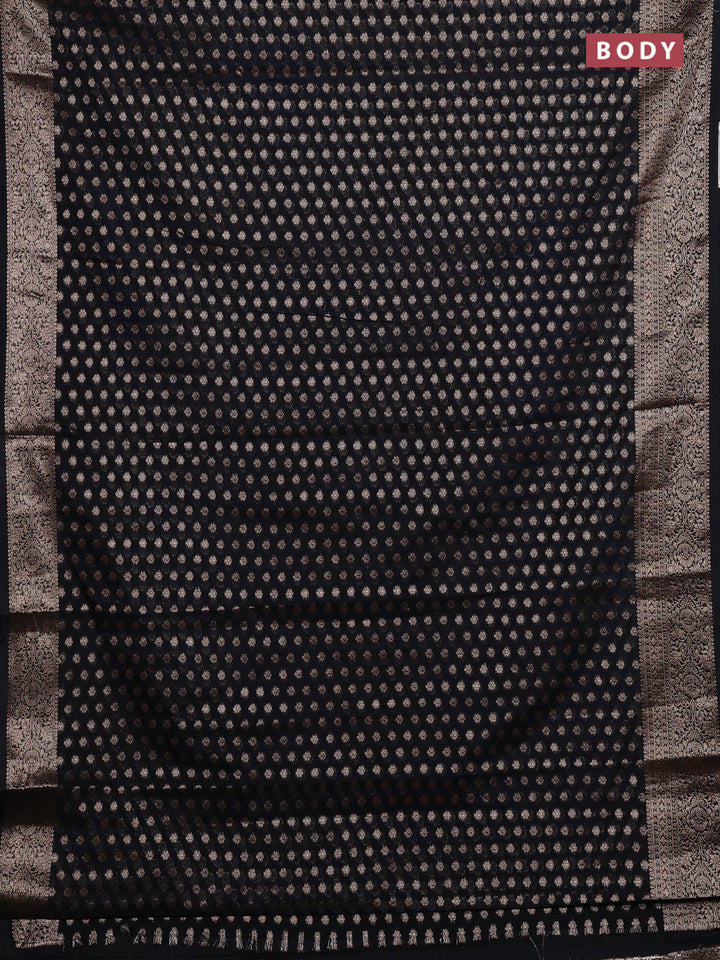 Black Semi Chiniya Silk Saree
