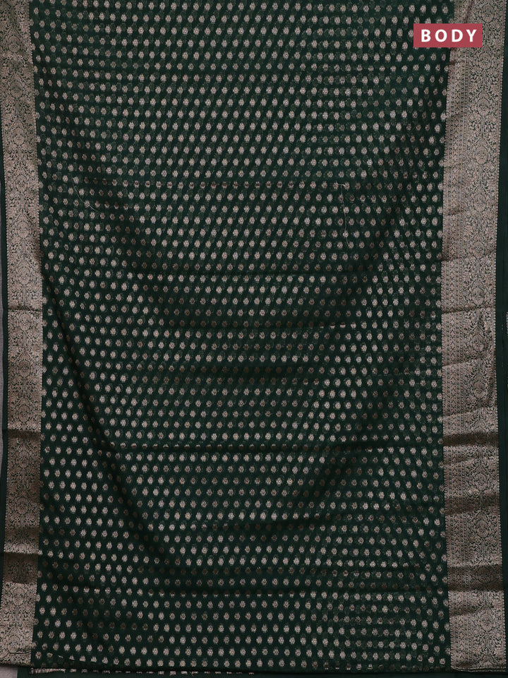 Bottle Green Semi Chiniya Silk Saree