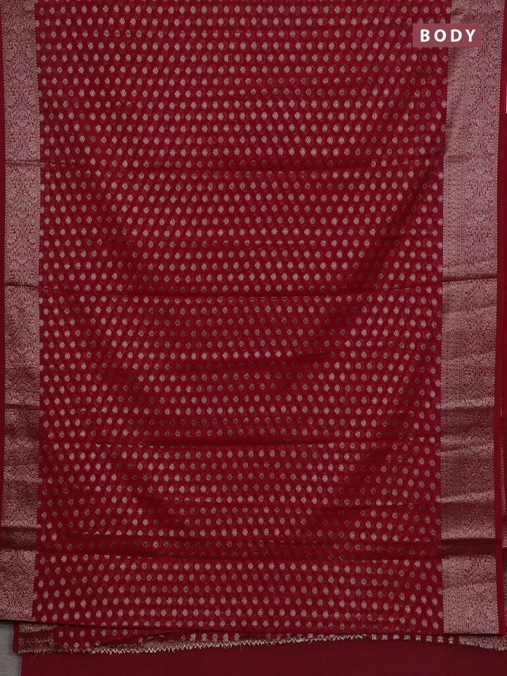 Red Semi Chiniya Silk Saree
