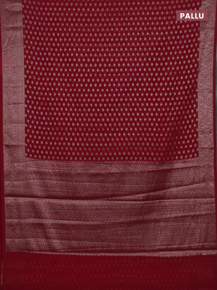 Red Semi Chiniya Silk Saree