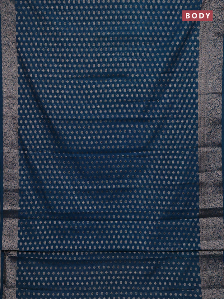 Peacock Blue Semi Chiniya Silk Saree