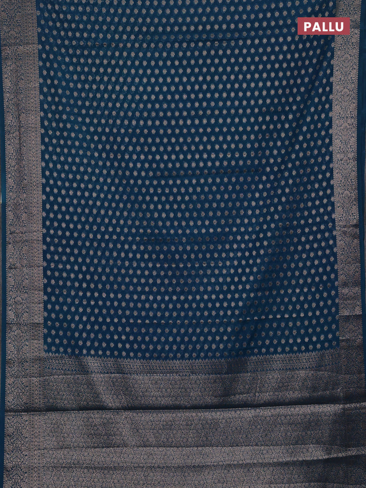 Peacock Blue Semi Chiniya Silk Saree
