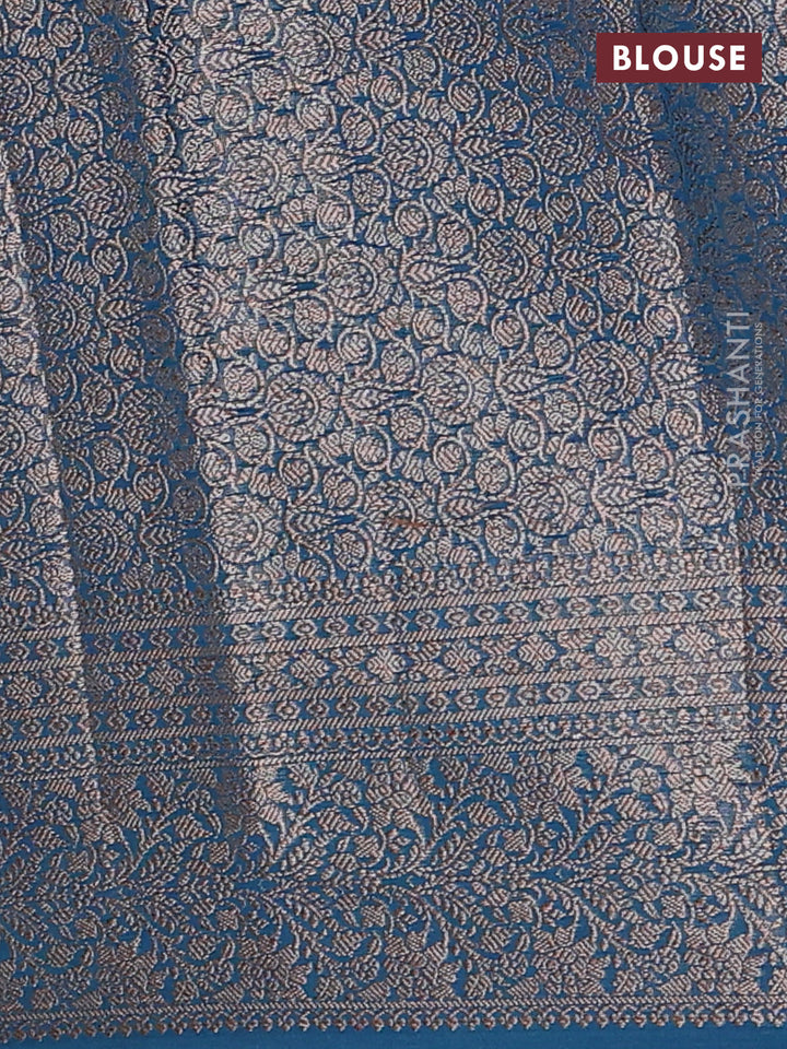 Peacock Blue Semi Chiniya Silk Saree