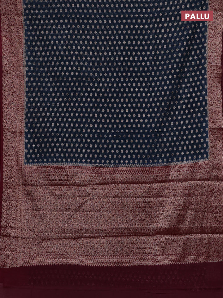 Peacock Green & Wine Semi Chiniya Silk Saree
