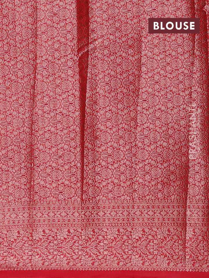 Green & Red Semi Chiniya Silk Saree