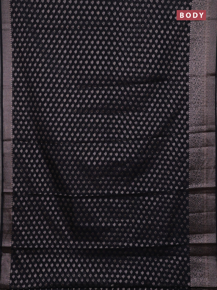 Black Semi Chiniya Silk Saree
