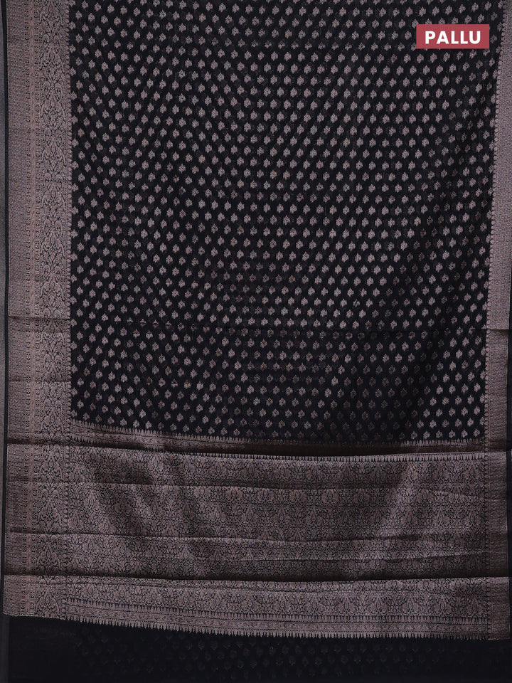 Black Semi Chiniya Silk Saree