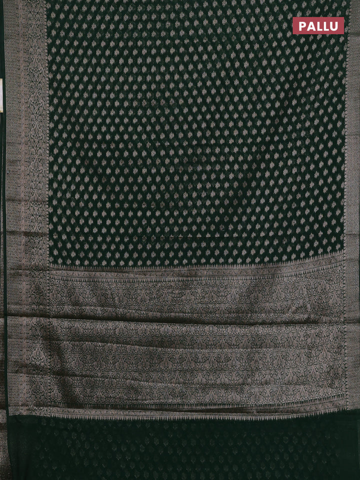 Bottle Green Semi Chiniya Silk Saree