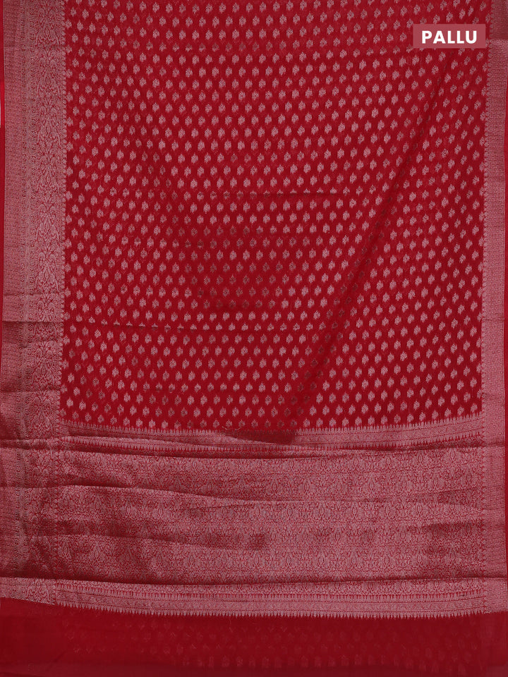 Red Semi Chiniya Silk Saree