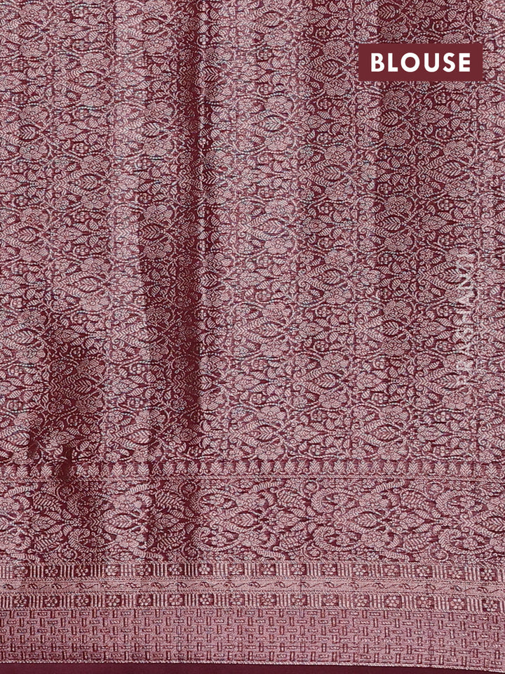 Wine Semi Chiniya Silk Saree