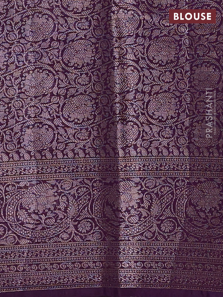 Mustard Yellow & Violet Semi Chiniya Silk Saree