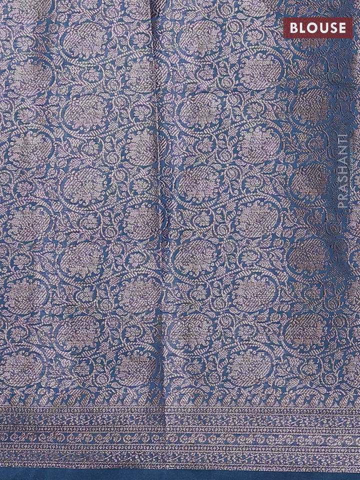 Pastel Green & Peacock Blue Semi Chiniya Silk Saree