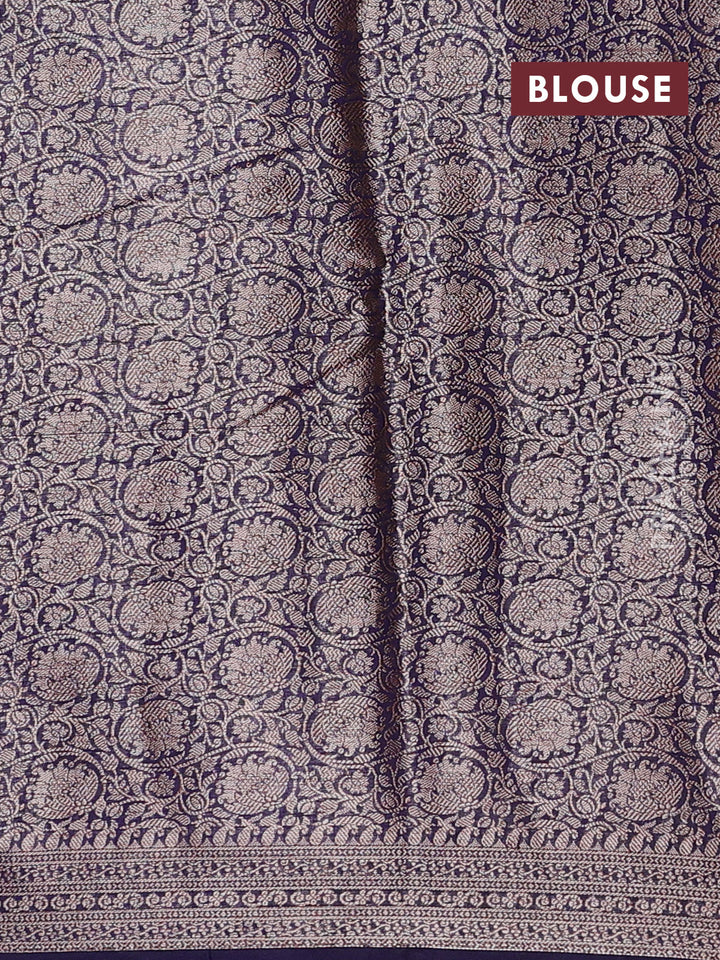 Lavender & Navy Blue Semi Chiniya Silk Saree