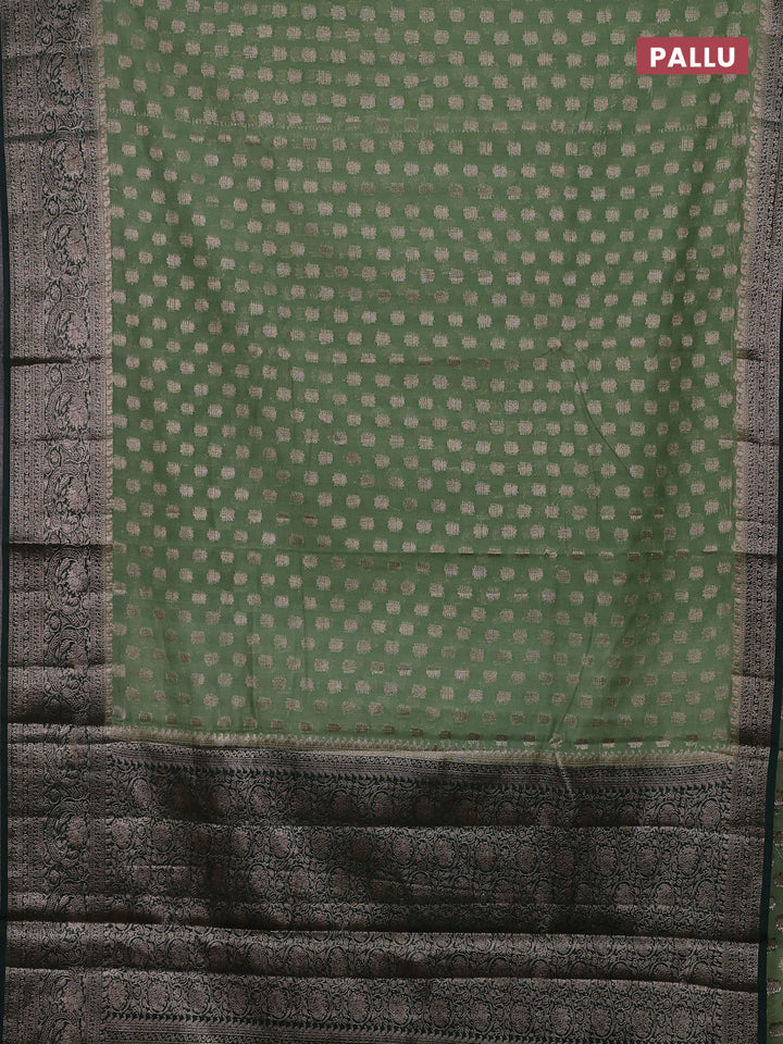 Pastel Green & Bottle Green Semi Chiniya Silk Saree