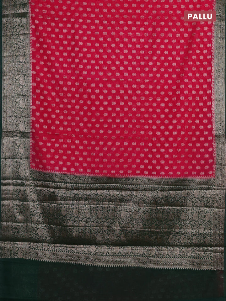 Pink & Green Semi Chiniya Silk Saree