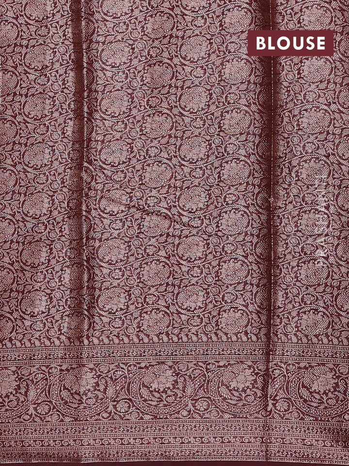 Rustic Orange & Wine Semi Chiniya Silk Saree