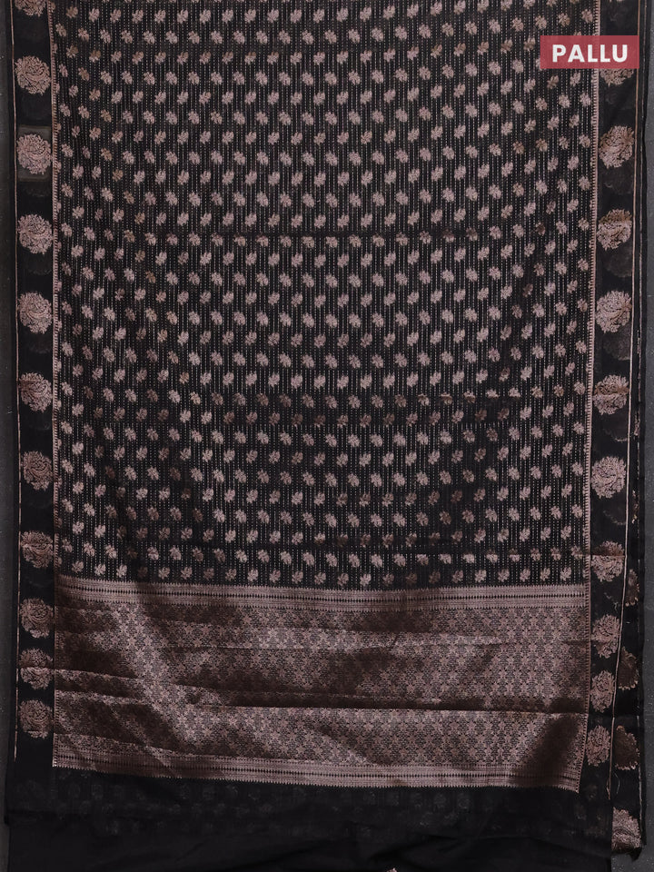 Black Semi Chiniya Silk Saree