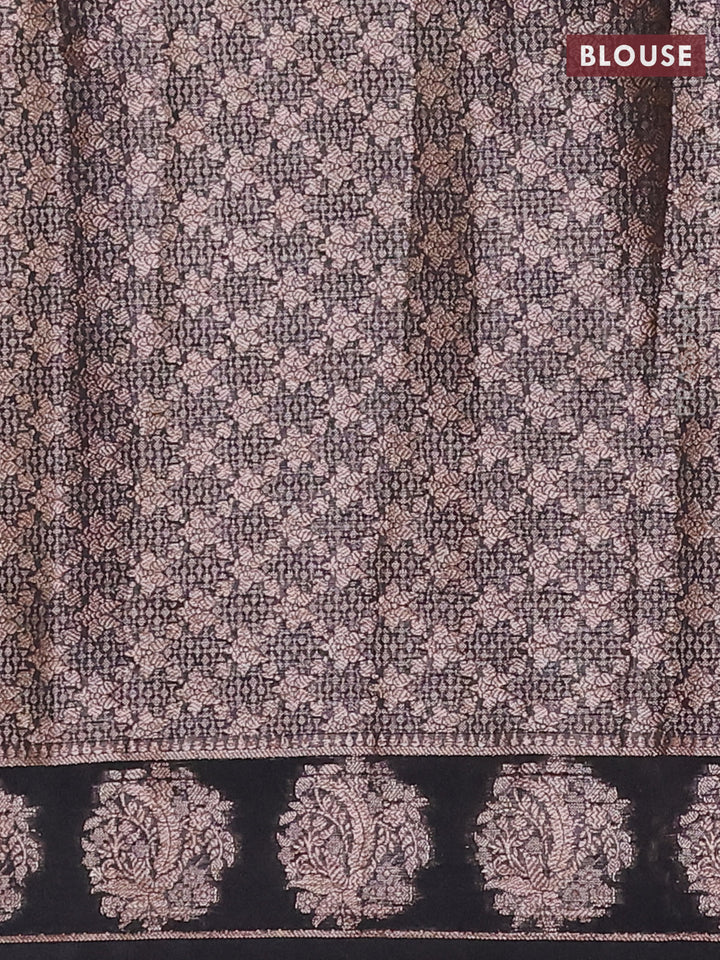 Black Semi Chiniya Silk Saree