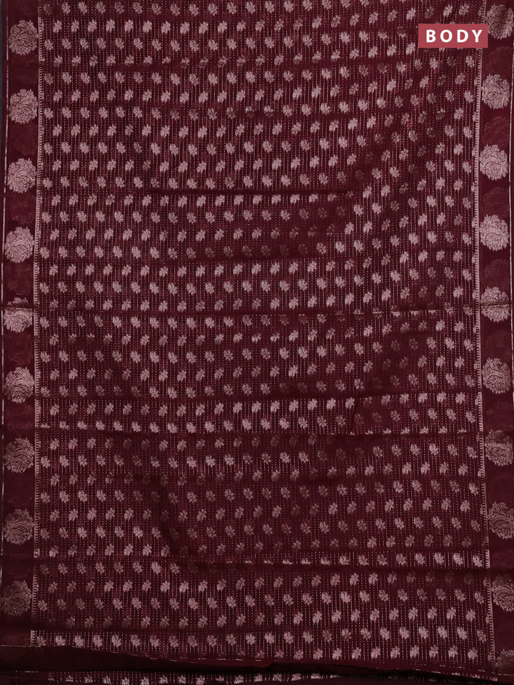 Wine Semi Chiniya Silk Saree